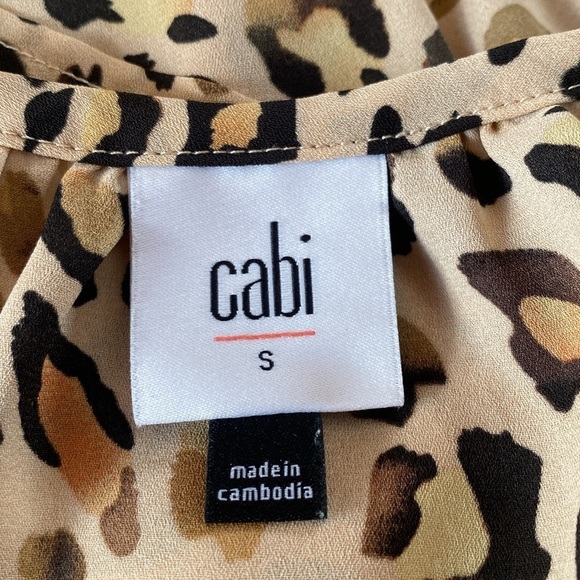 CAbi Animal Print Leopard Silky Cami Tank Top Tan Black Gold Size SMALL - Picture 3 of 9